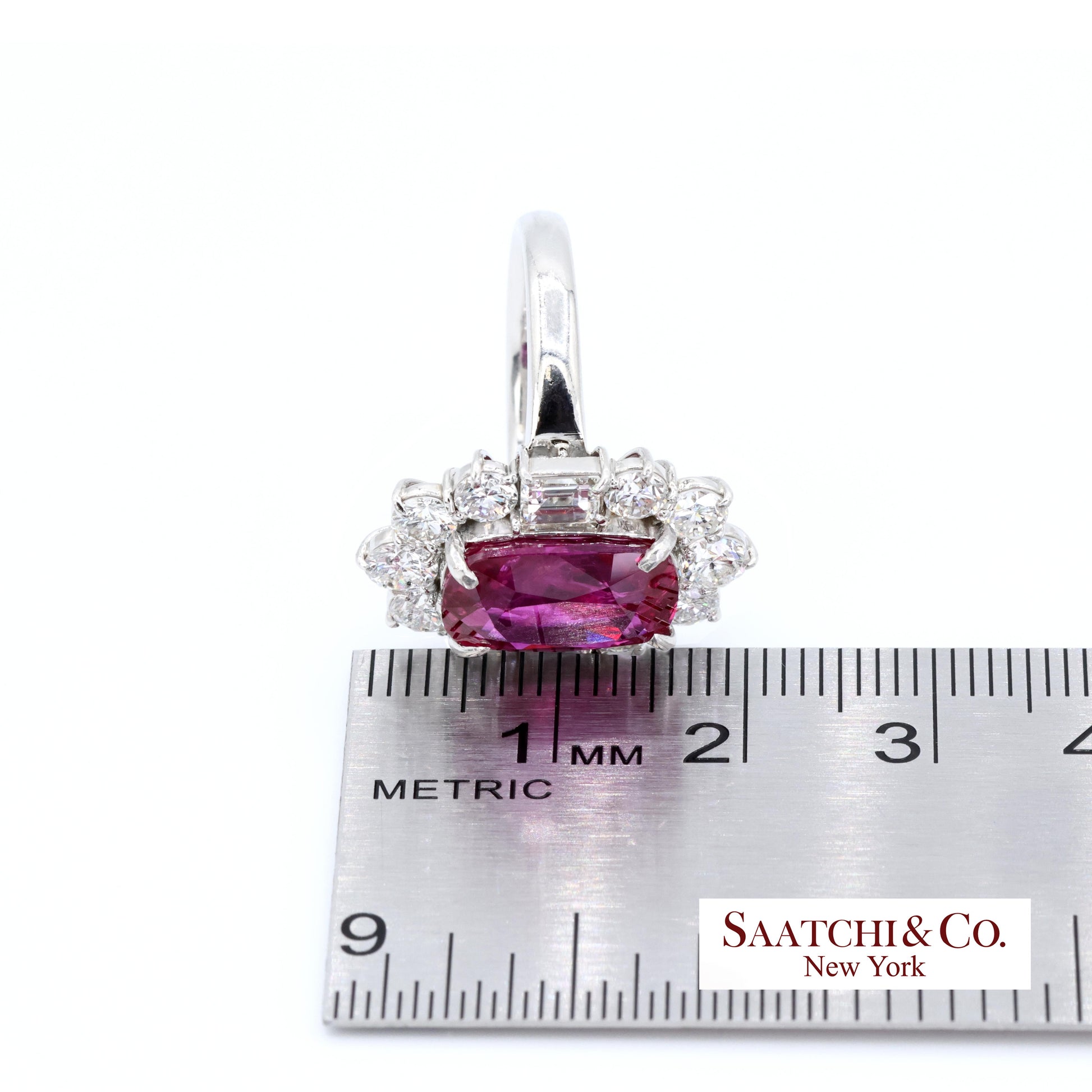 Platinum Ruby Diamond Ring Womens Size 6.75 Cocktail Mozambique