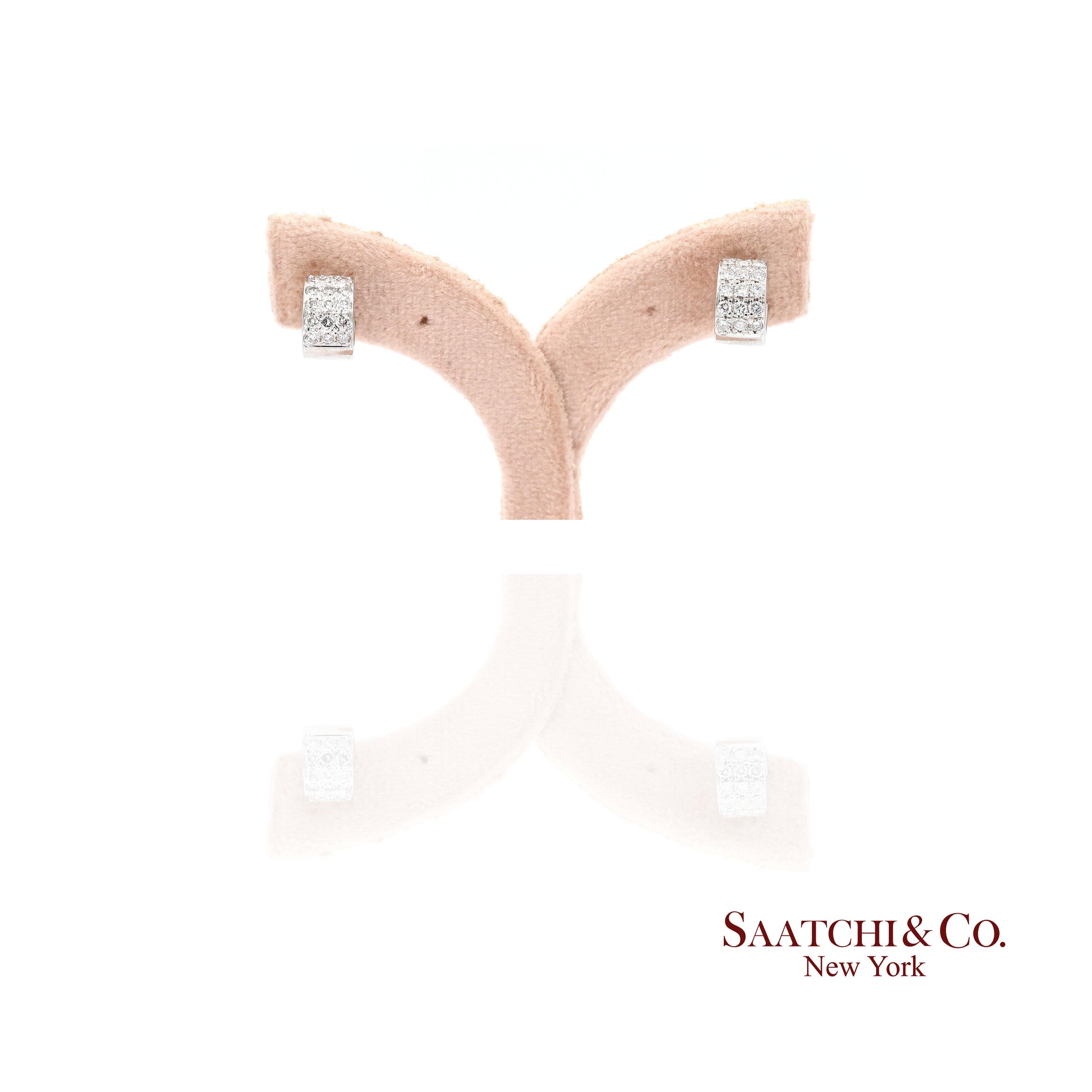 18k (750) White Gold Natural Diamond Wide Hoop Earrings