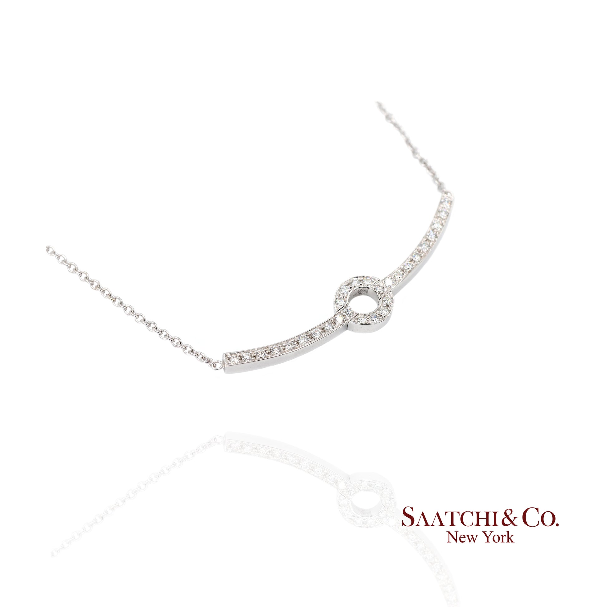 18k Diamond Pendant Necklace Womens 16in White Gold Dainty Pavé Modern