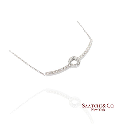 18k Diamond Pendant Necklace Womens 16in White Gold Dainty Pavé Modern