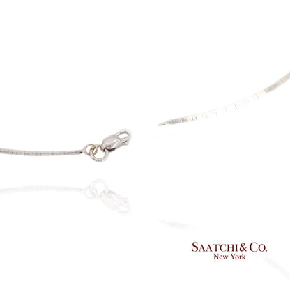 Elegant 18K White Gold Choker Necklace with Natural Diamond Pendant