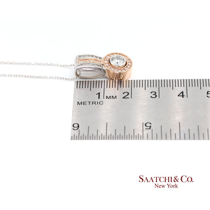 14K (585) White and Rose Gold Natural White Diamond Pendant