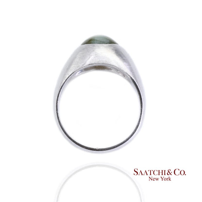 Platinum 950 Natural Chrysoberyl Cat's Eye and Natural Diamond Ring
