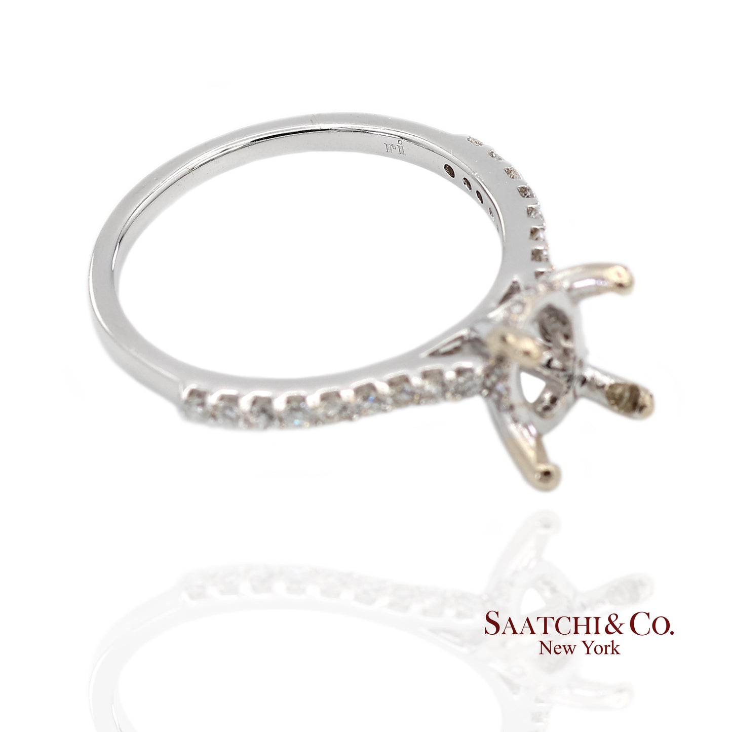 14K (585) White Gold Natural Brilliant Diamond Semi Mount Ring Size 7