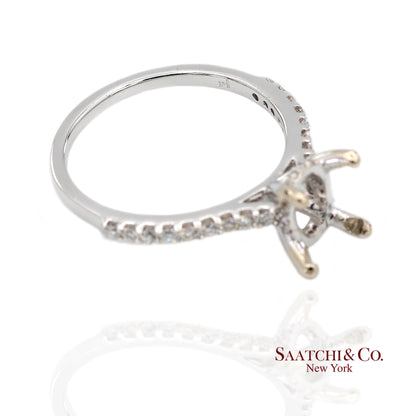 14K (585) White Gold Natural Brilliant Diamond Semi Mount Ring Size 7