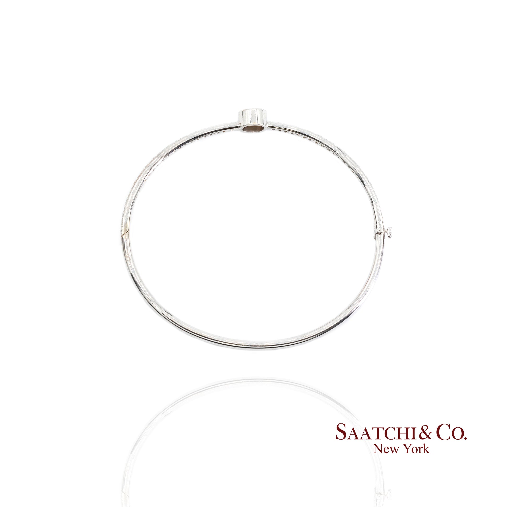 18k Diamond Bangle Bracelet Womens White Gold VS Pave Modern Fine Jewelry