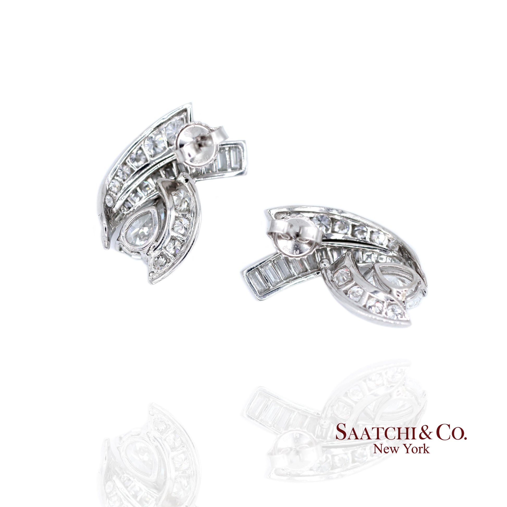 Platinum 950 Natural White Diamond Fancy Luxe Earring