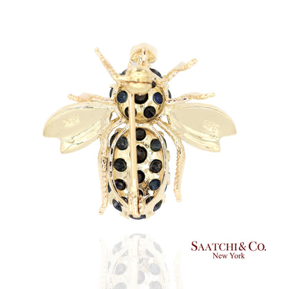 14k (585) Yellow Gold Natural Diamond Bee Shape Brooch/Pin