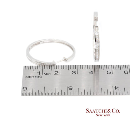 18K White Gold Natural Diamond Hoop Earring