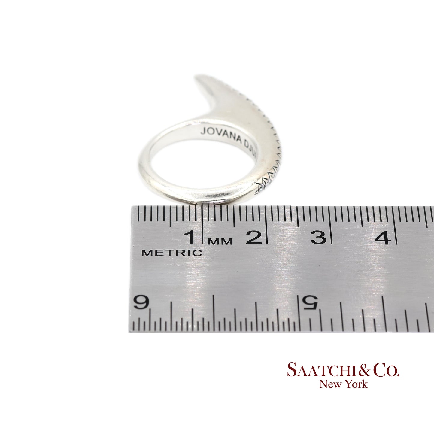 Jovana Djuric Sterling Silver (950) Natural Small Diamond Ridge Slice Ring