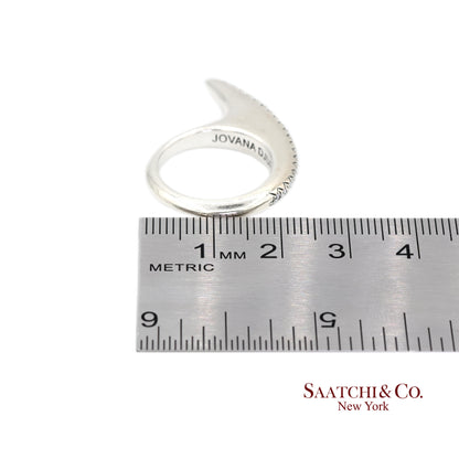 Jovana Djuric Sterling Silver (950) Natural Small Diamond Ridge Slice Ring