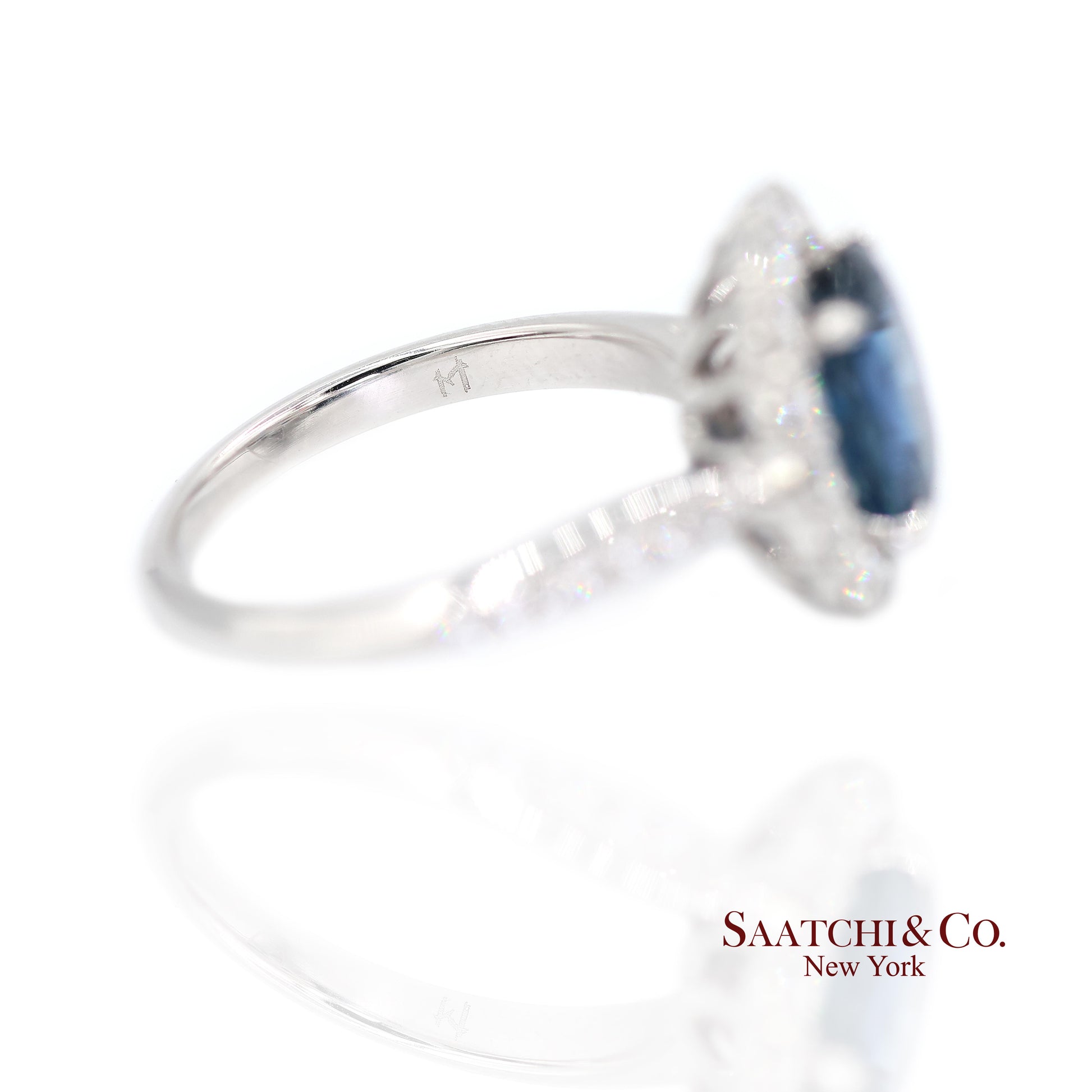 18K White Gold Natural Sapphire and Diamond Ring