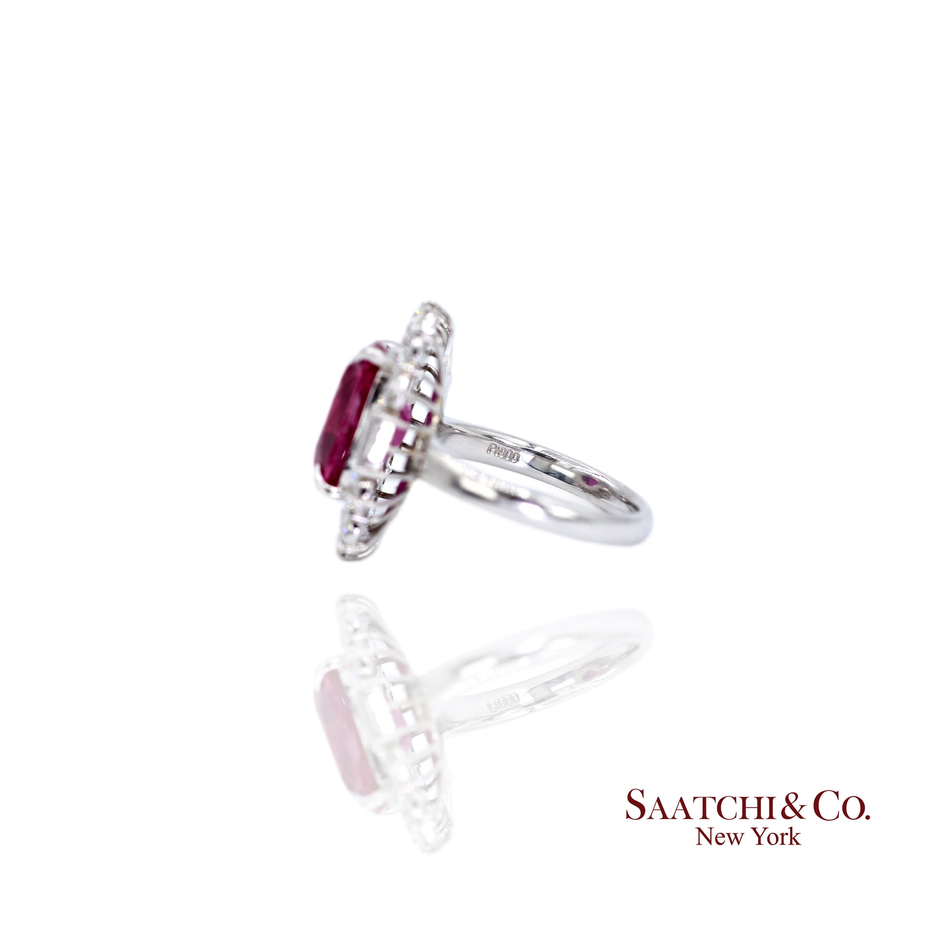 Platinum Ruby Diamond Ring Womens Size 6.75 Cocktail Mozambique