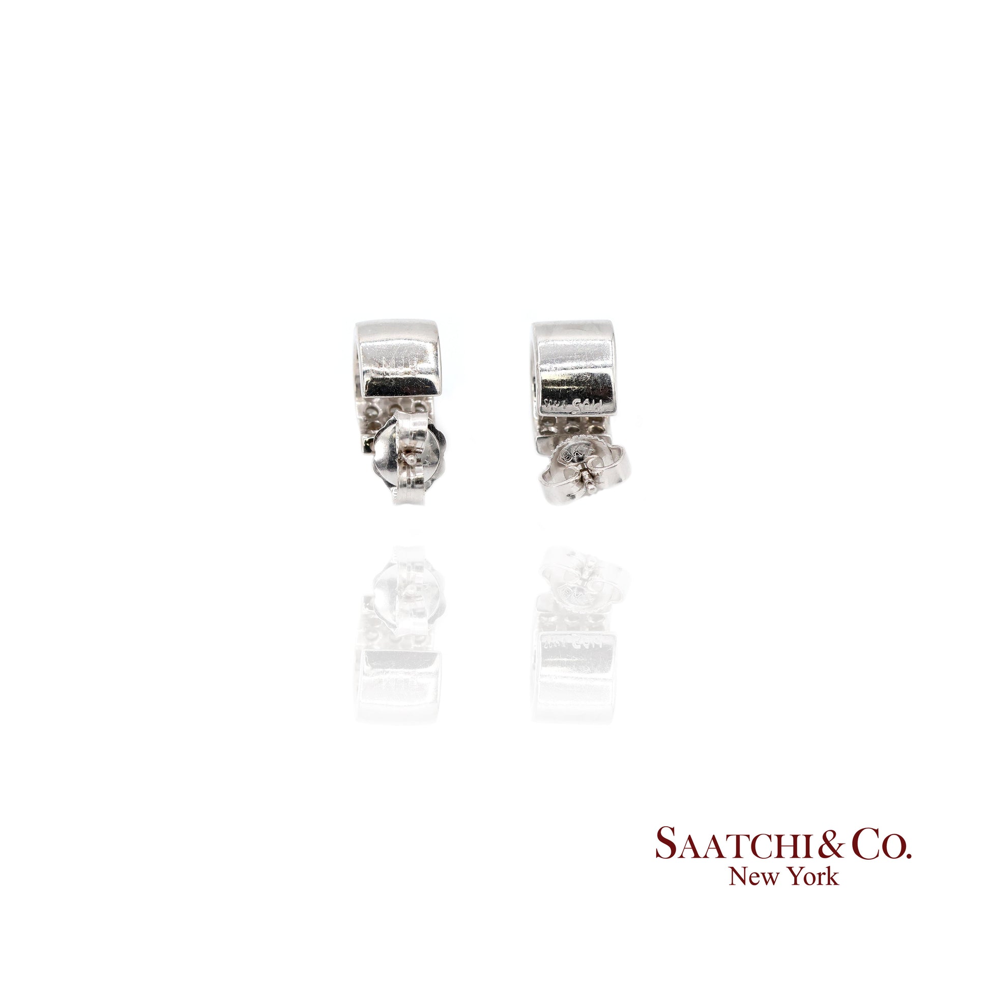 18k (750) White Gold Natural Diamond Wide Hoop Earrings