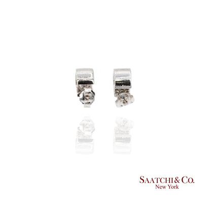 18k (750) White Gold Natural Diamond Wide Hoop Earrings