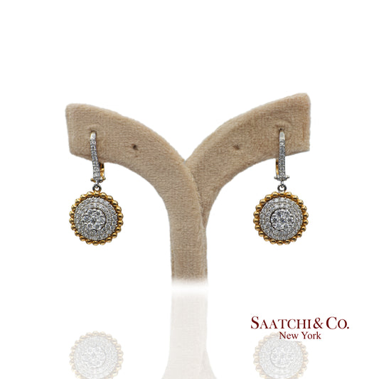 Two Tone Natural Diamond Earring in 18K (750) White & Rose Gold