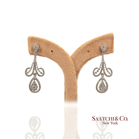Natural Diamond Earring Pear Shape in 18K (750) White Gold