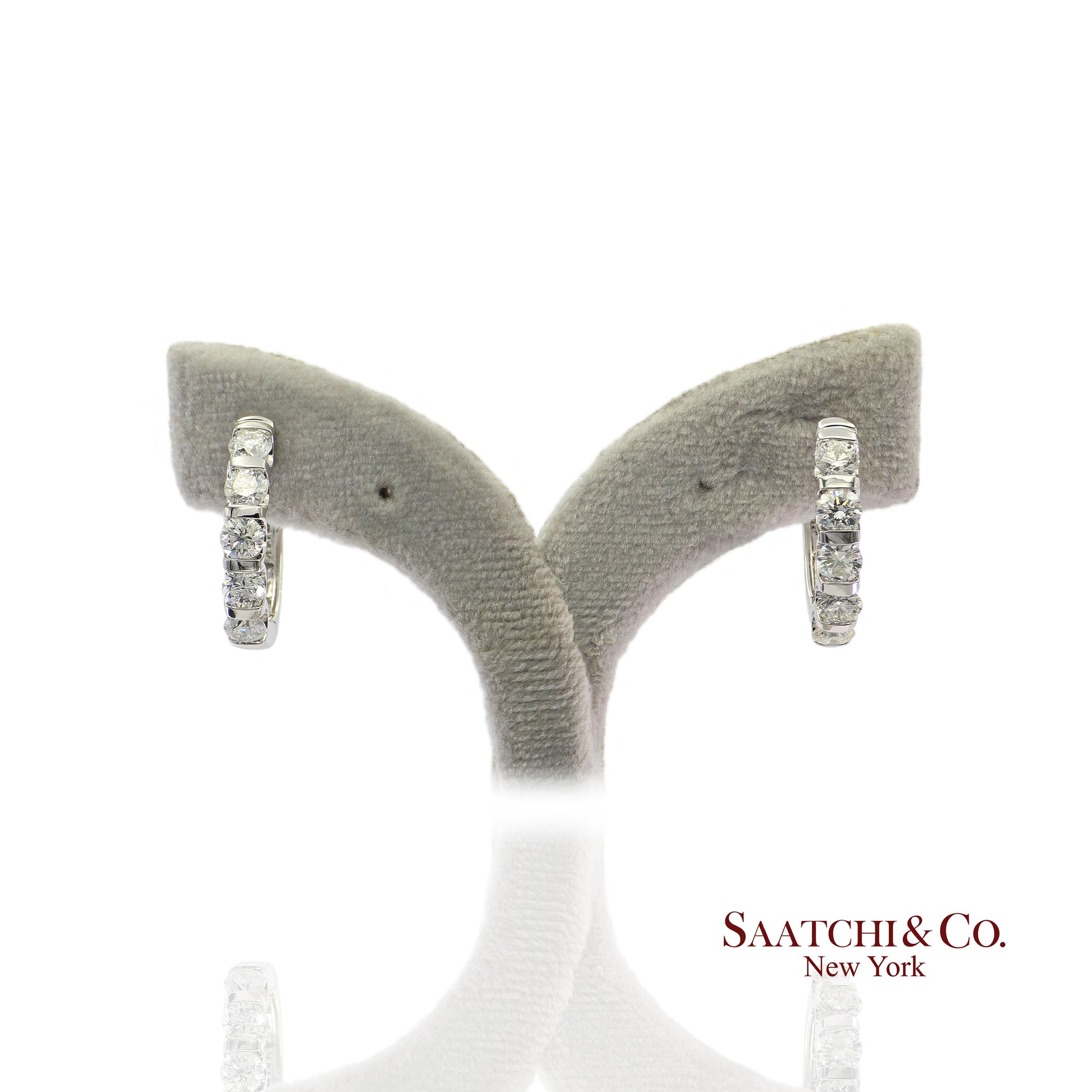 Natural Diamond Hoop Earrings 14K (585) White Gold