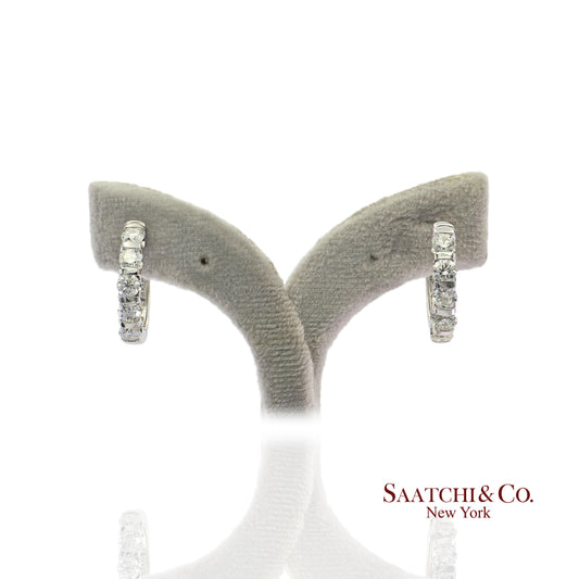 Natural Diamond Hoop Earrings 14K (585) White Gold