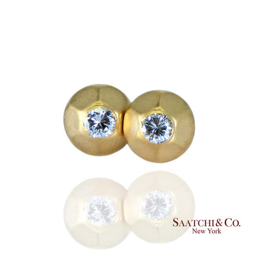 18K (750) Yellow Gold - Natural Round VVS-VS Diamond: Womens Earrings