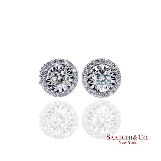 18K (750) White Gold - VVS Natural Diamond: Stud Earring
