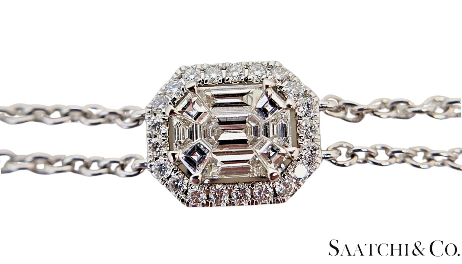 Elegant 18K White Gold Bracelet with 0.89 Ct Natural White Diamonds, 5.2 grams