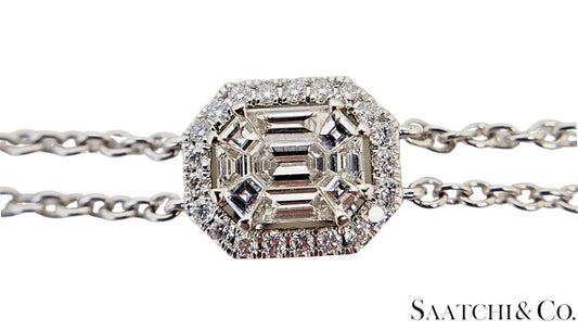 Elegant 18K White Gold Bracelet with 0.89 Ct Natural White Diamonds, 5.2 grams
