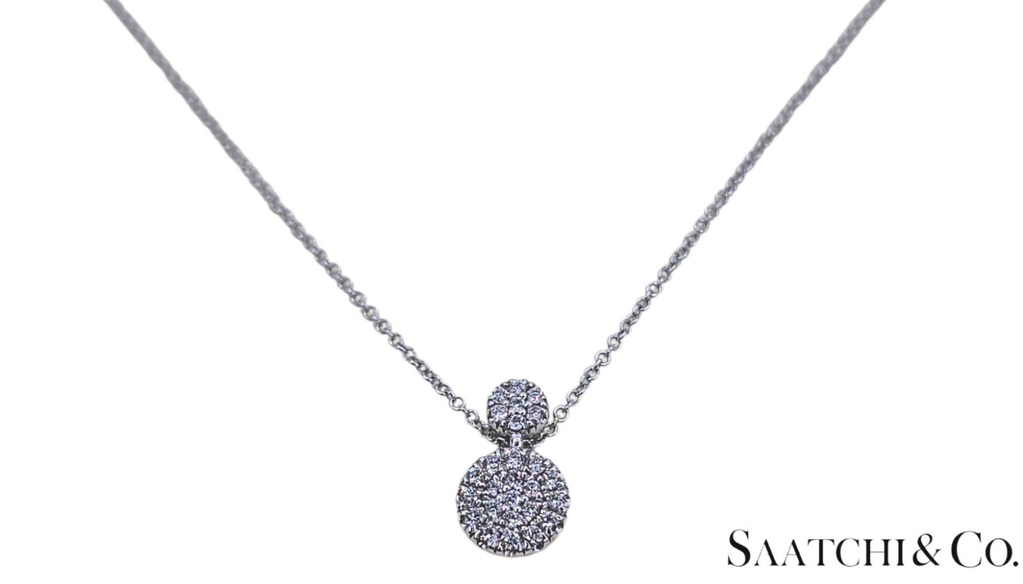 Excellent 14K (585) White Gold - Natural VVS Diamond: Round Pendant With Chain