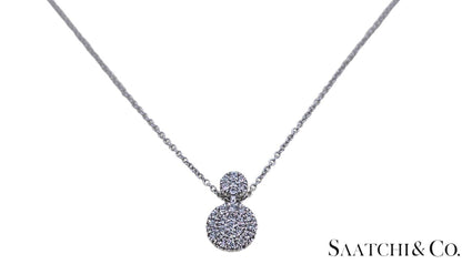 Excellent 14K (585) White Gold - Natural VVS Diamond: Round Pendant With Chain