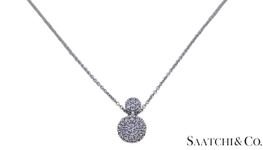 Excellent 14K (585) White Gold - Natural VVS Diamond: Round Pendant With Chain