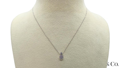 Excellent 14K (585) White Gold - Natural VVS Diamond: Round Pendant With Chain