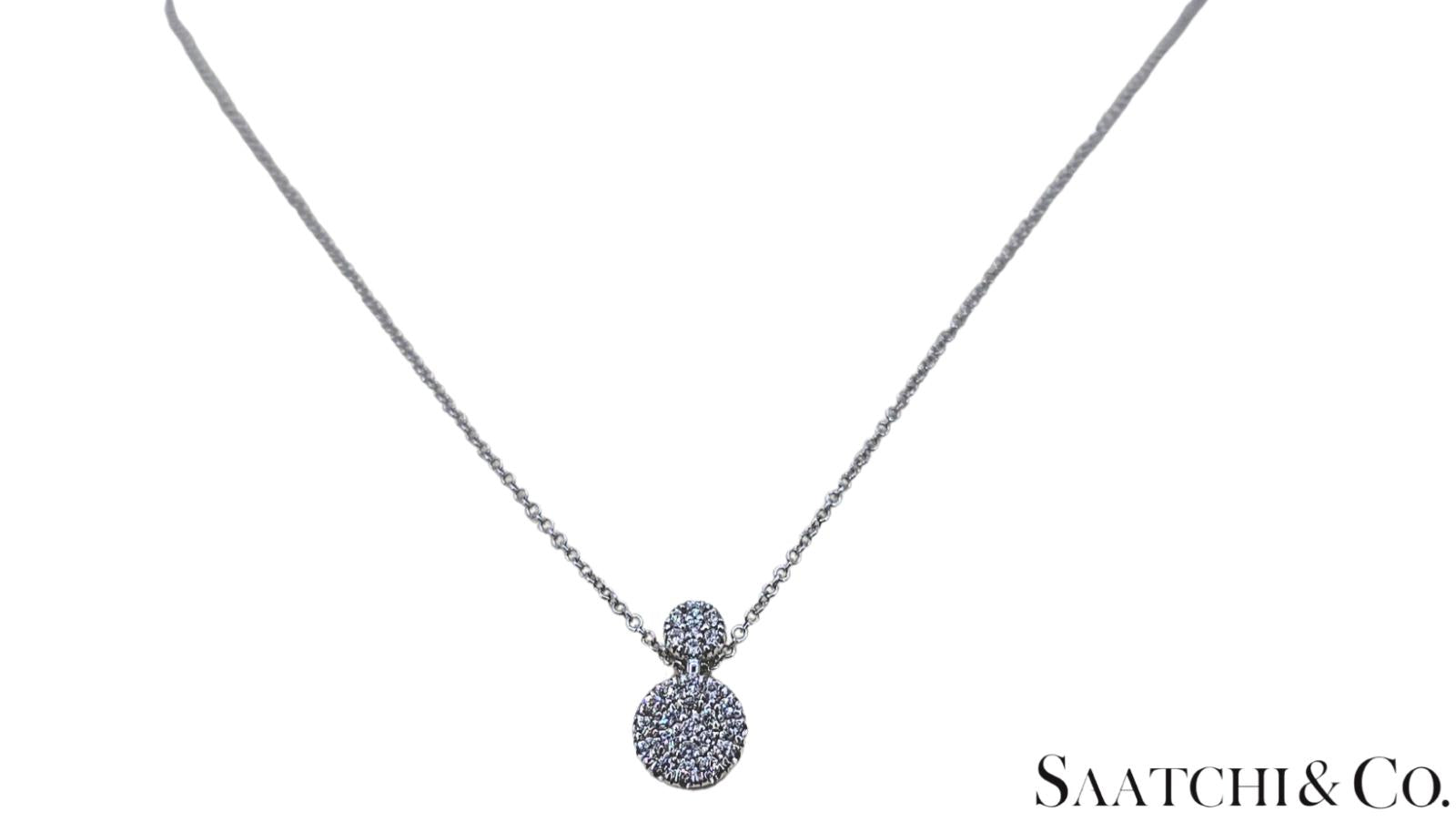 Excellent 14K (585) White Gold - Natural VVS Diamond: Round Pendant With Chain