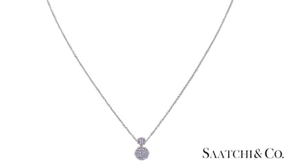 Excellent 14K (585) White Gold - Natural VVS Diamond: Round Pendant With Chain