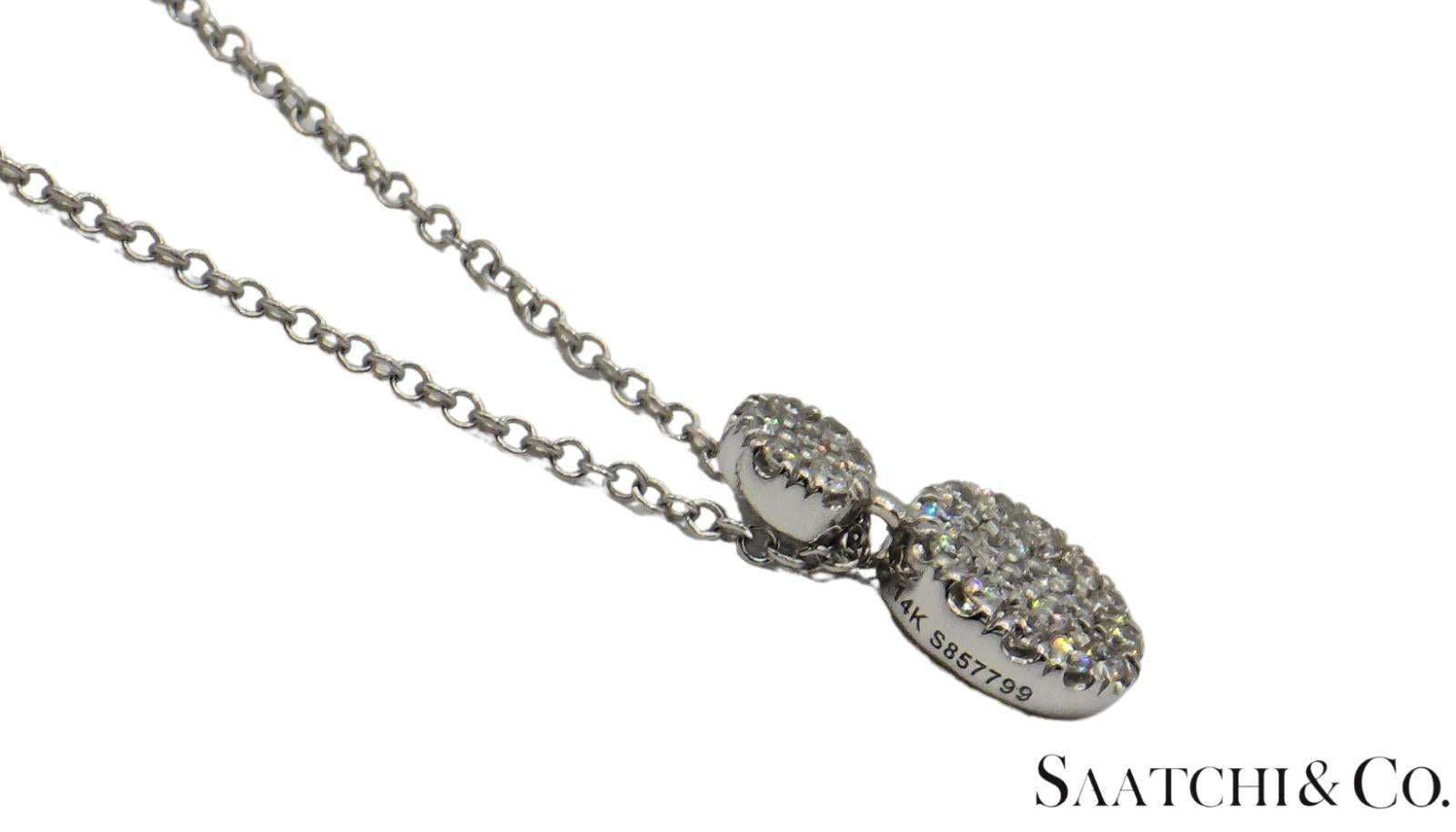 Excellent 14K (585) White Gold - Natural VVS Diamond: Round Pendant With Chain