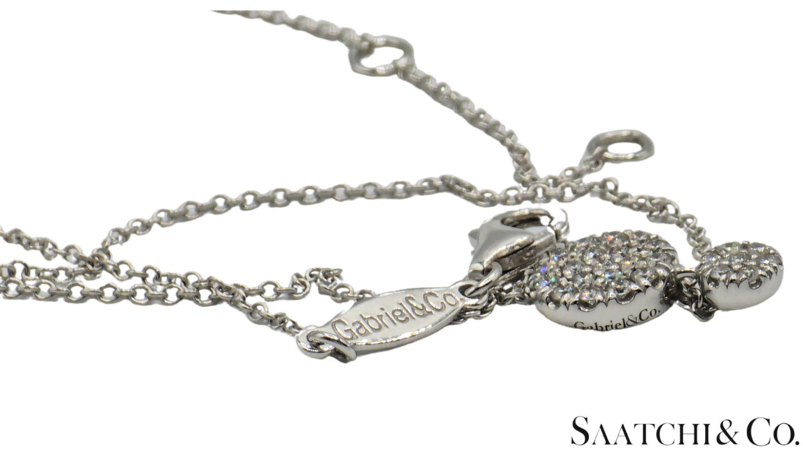 Excellent 14K (585) White Gold - Natural VVS Diamond: Round Pendant With Chain