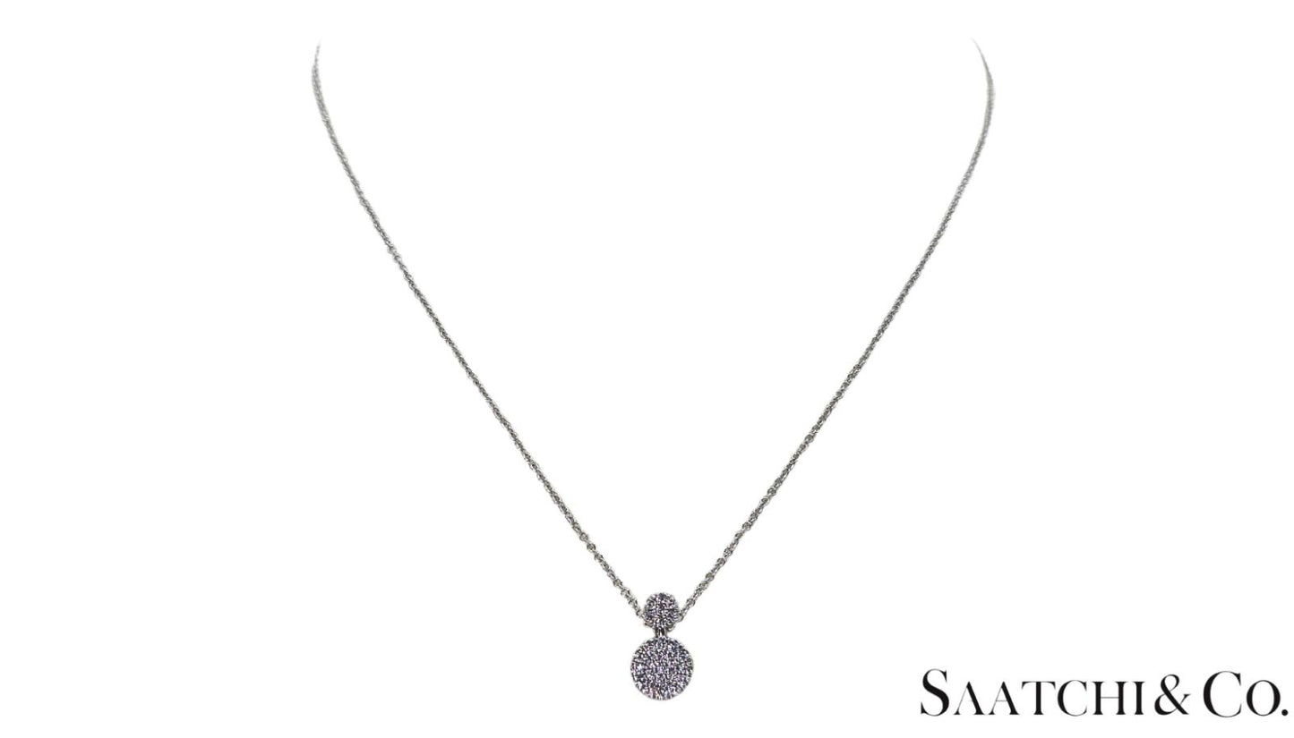 Excellent 14K (585) White Gold - Natural VVS Diamond: Round Pendant With Chain