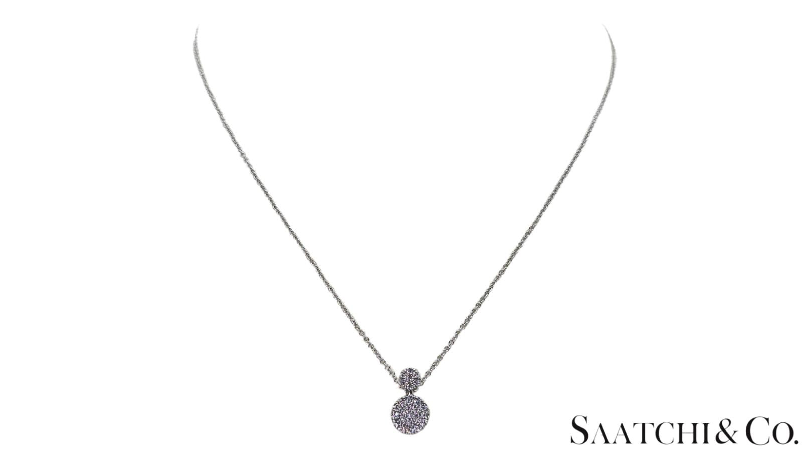 Excellent 14K (585) White Gold - Natural VVS Diamond: Round Pendant With Chain