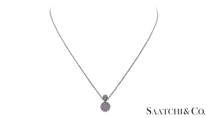 Excellent 14K (585) White Gold - Natural VVS Diamond: Round Pendant With Chain