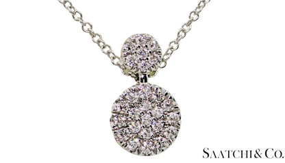 Excellent 14K (585) White Gold - Natural VVS Diamond: Round Pendant With Chain