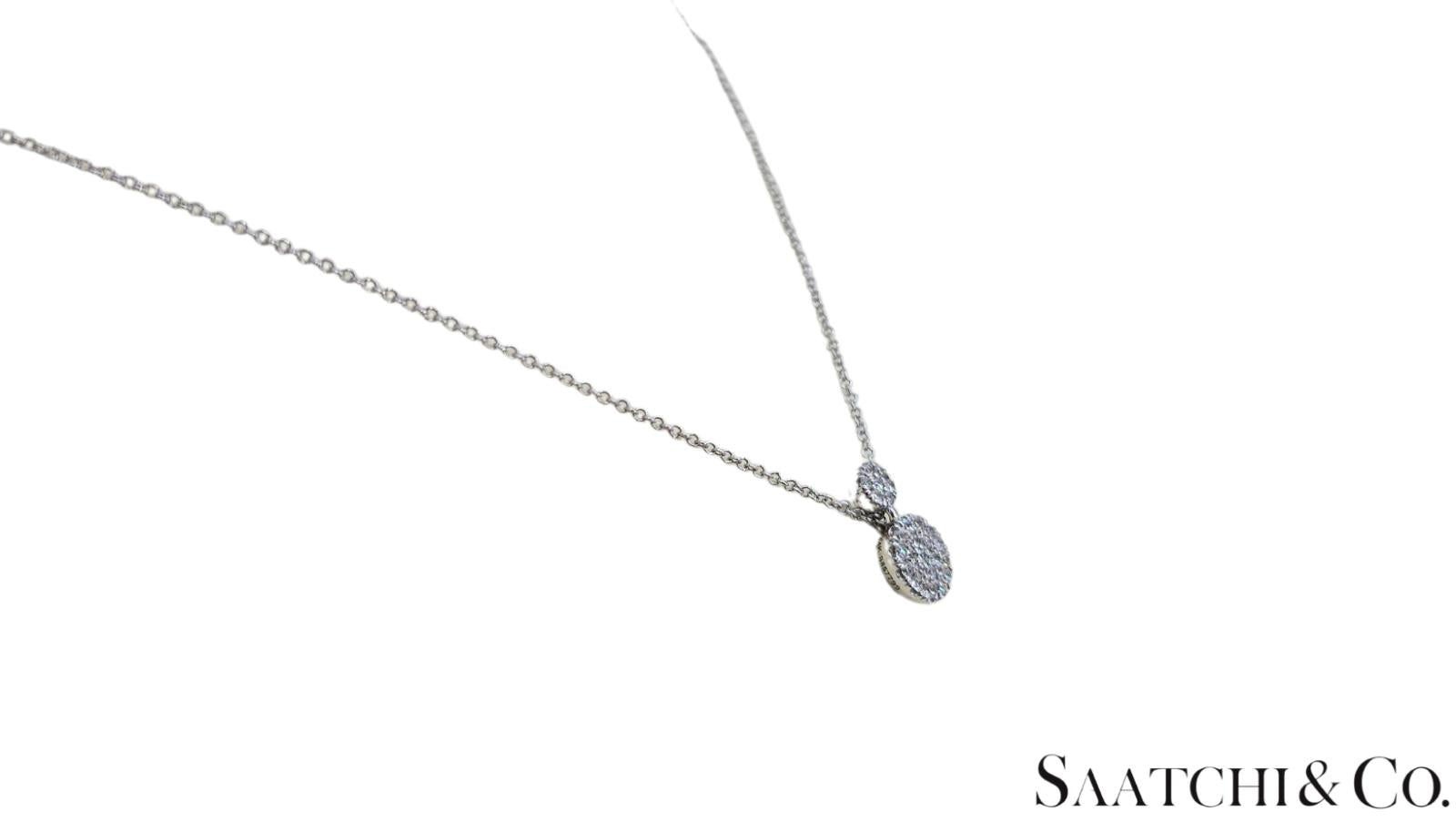 Excellent 14K (585) White Gold - Natural VVS Diamond: Round Pendant With Chain