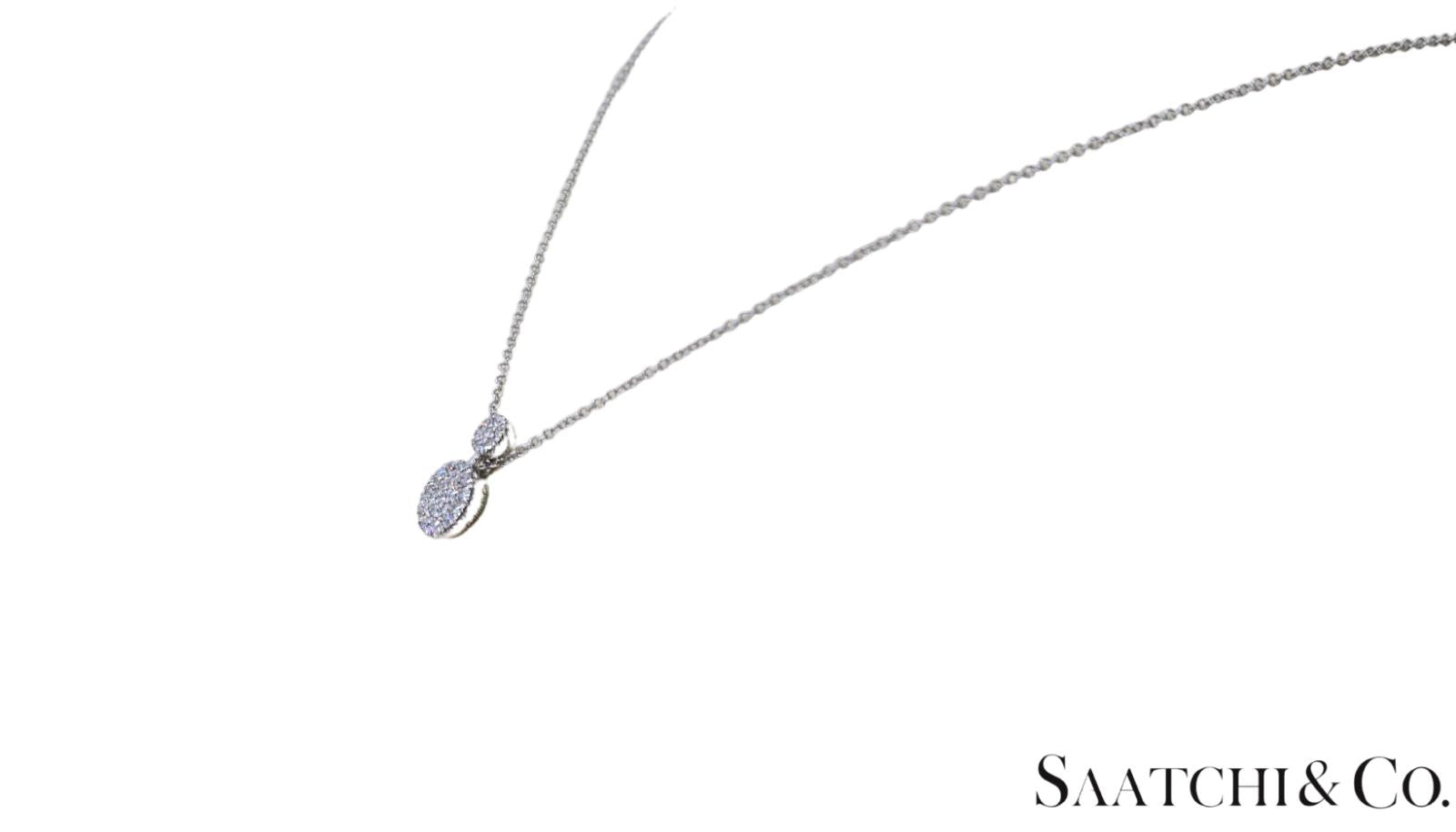 Excellent 14K (585) White Gold - Natural VVS Diamond: Round Pendant With Chain