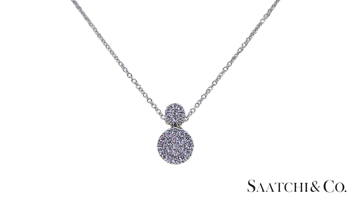 Excellent 14K (585) White Gold - Natural VVS Diamond: Round Pendant With Chain