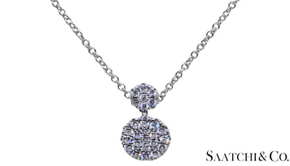 Excellent 14K (585) White Gold - Natural VVS Diamond: Round Pendant With Chain
