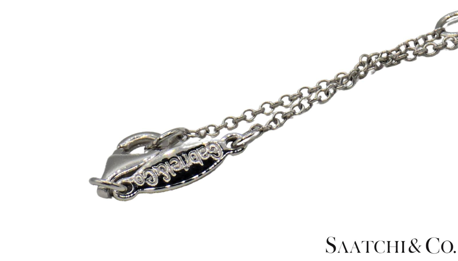 Excellent 14K (585) White Gold - Natural VVS Diamond: Round Pendant With Chain
