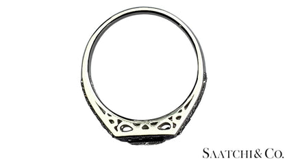GIA 18K (750) White Gold Natural Diamond & 1.75 Ct Natural Sapphire Ring