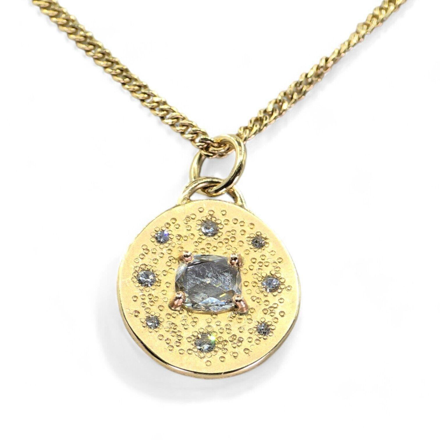 GIA Certified Natural Diamond 14K (585) Yellow Gold Pendant
