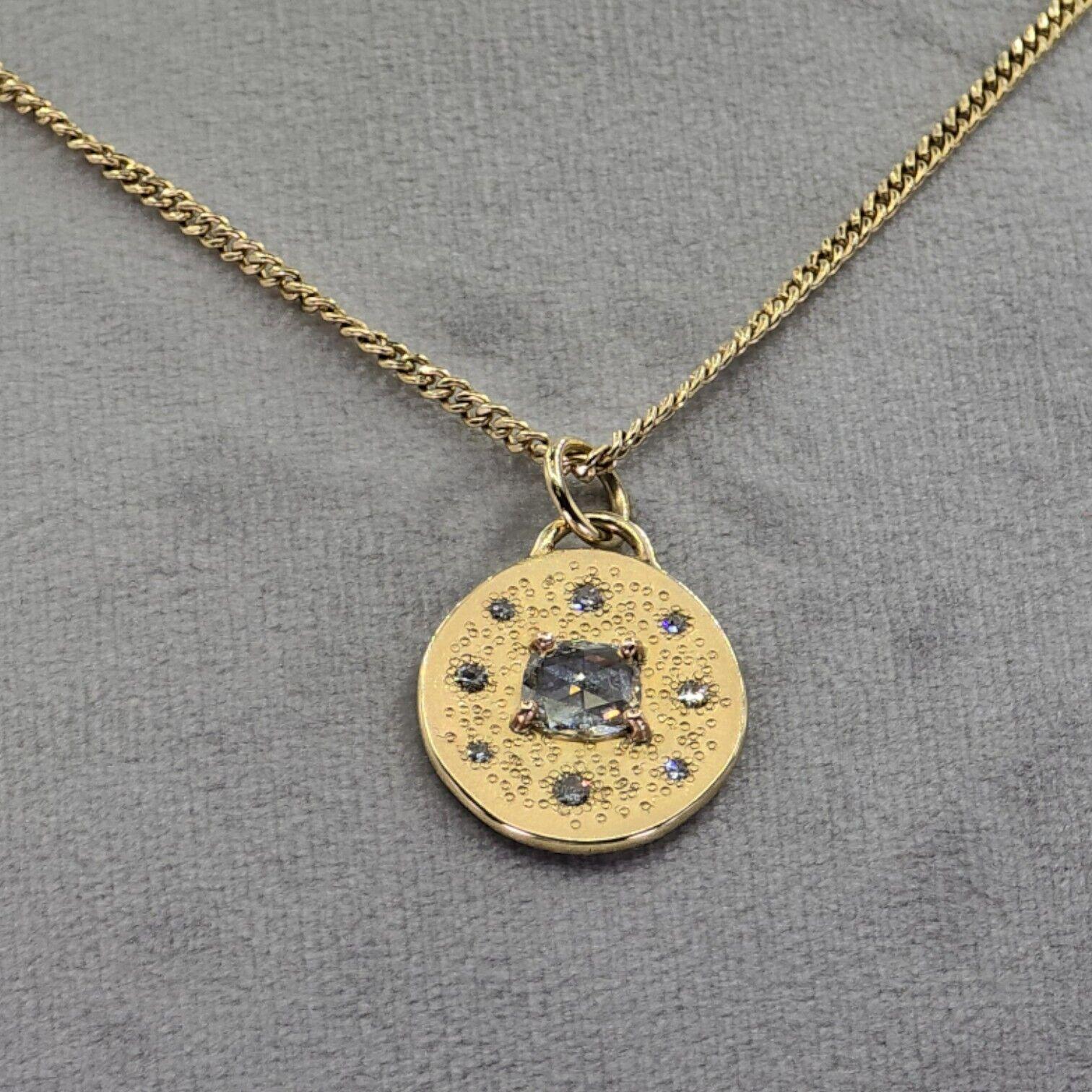 GIA Certified Natural Diamond 14K (585) Yellow Gold Pendant