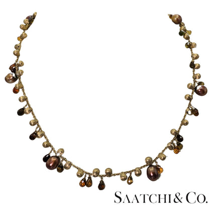 MARCO BICEGO - Neclace - 18K Yellow Gold: Pearl & Multi Color Natural Gemstone