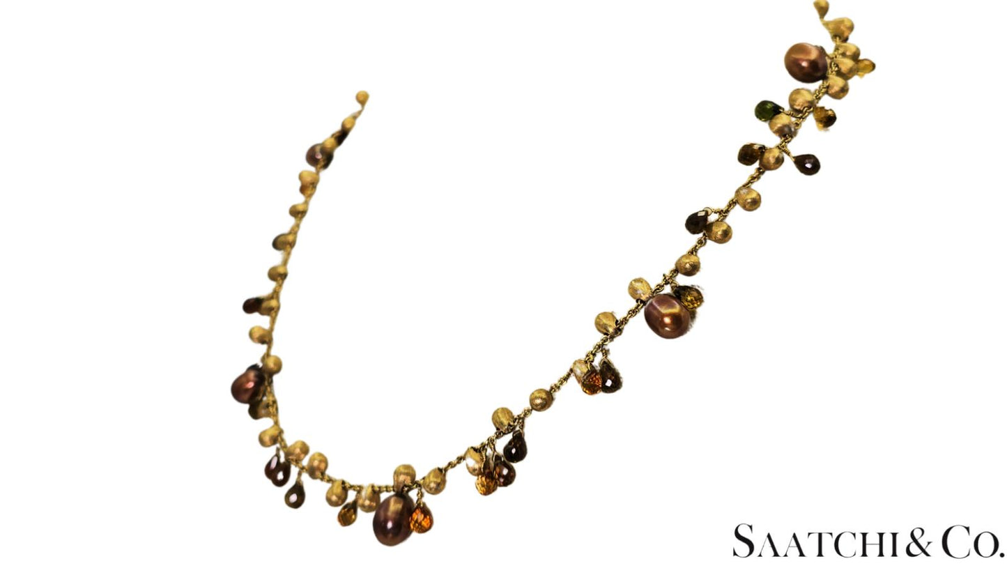 MARCO BICEGO - Neclace - 18K Yellow Gold: Pearl & Multi Color Natural Gemstone
