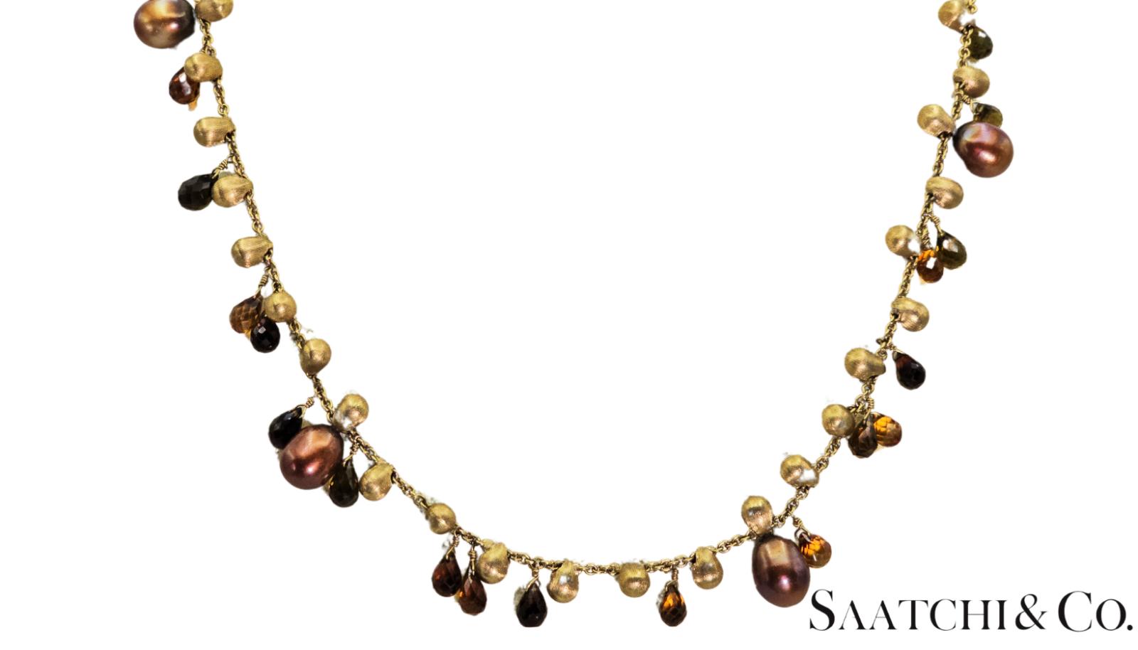 MARCO BICEGO - Neclace - 18K Yellow Gold: Pearl & Multi Color Natural Gemstone